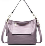 Anawishare Women Genuine Leather Handbag Tassel Real Leather Shoulder Bag Cowhide Ladies Tote Cow