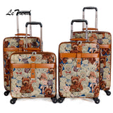 Letrend Cute Bear Student Travel Bag Spinner Rolling Luggage Wheel Suitcase Trolley 16 Inch Chidren