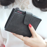 Fashion Small Female Purse Short Purse Lady Letter Snap Fastener Zipper Short Clutch Wallet Solid