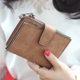 Fashion Small Female Purse Short Purse Lady Letter Snap Fastener Zipper Short Clutch Wallet Solid