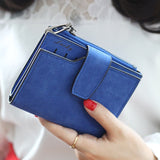 Fashion Small Female Purse Short Purse Lady Letter Snap Fastener Zipper Short Clutch Wallet Solid