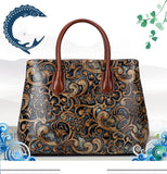 Tomubird 2019 New Women Genuine Leather Bag Brands National Wind Embossed Luxury Women  Tote Bag