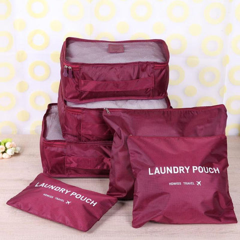 6Pcs/Set High Capacity Waterproof Travel Storage Bag Luggage Portable  Clothes Tidy Organizer Pouch