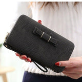 Colorful Bowknot Pendant Pu Leather Long Casual Women'S Clutch Handbag Women Interior Slot Pocket