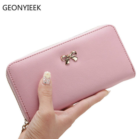 2018 Women Long Clutch Wallets Female Fashion Pu Leather Bowknot Coin Bag Phone Purses Famous