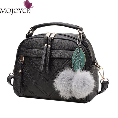 Stylish Women Handbag Pu Leather Cute Mini Messenger Shoulder Bags With Ball Toy Bolsa Feminine
