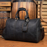 Crazy Horse Genuine Leather Travel Bag Men Vintage Travel Duffel Bags Cow Leather Carry On