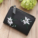 Women Embroidery Zipper Short Wallet Coin Purse Card Holders Handbag
