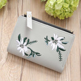 Women Embroidery Zipper Short Wallet Coin Purse Card Holders Handbag