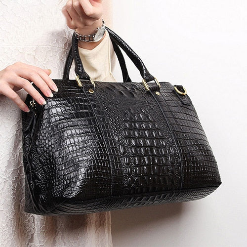 Westal Alligator Pattern Women Handbags Lady Leather Laptop 14 Genuine Leather Shoulder Bags