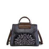 Esufeir New Embossed Genuine Leather Women Handbag Vintage Shoulder Bag Patchwork Messenger Bag