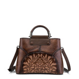 Esufeir New Embossed Genuine Leather Women Handbag Vintage Shoulder Bag Patchwork Messenger Bag