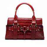 Genuine Leather Women Shoulder Tote Handbag Oil Wax Cowhide Crocodile Pattern Fashion Female