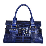 Genuine Leather Women Shoulder Tote Handbag Oil Wax Cowhide Crocodile Pattern Fashion Female
