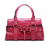 Genuine Leather Women Shoulder Tote Handbag Oil Wax Cowhide Crocodile Pattern Fashion Female