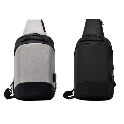Fashion Men Chest Bag Crossbody Pack For Teenagers Usb Charging Anti-Theft Canvas Shoulder Bag