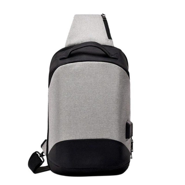 Fashion Men Chest Bag Crossbody Pack For Teenagers Usb Charging Anti-Theft Canvas Shoulder Bag