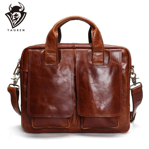 Tauren Genuine Leather Bag Men Messenger Bags Handbag Briescase Business Men Shoulder Bag High