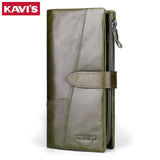 Kavis Genuine Leather Women Wallet Female Long Clutch Lady Walet Portomonee Rfid Luxury Brand Money