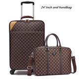 Rolling Luggage Set,High Quality Pvc Leather Travel Suitcase Bag With Handbag,Wheels Carry-On,Women