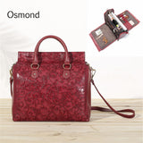 Osmond Large Capacity Women Travel Organizer Handbag Embossed Leather Hand Bag Bag Multifunction