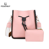 Women Bag 2Pcs/Set Top-Handle Big Capacity Female Pu Handbag Girls School Shoulder Books Packs
