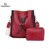 Women Bag 2Pcs/Set Top-Handle Big Capacity Female Pu Handbag Girls School Shoulder Books Packs