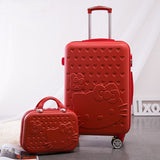 2Pcs/Set Lovely 14Inch Cosmetic Bag Hello Kitty 20 24 Inches Girl Students Trolley Case Travel