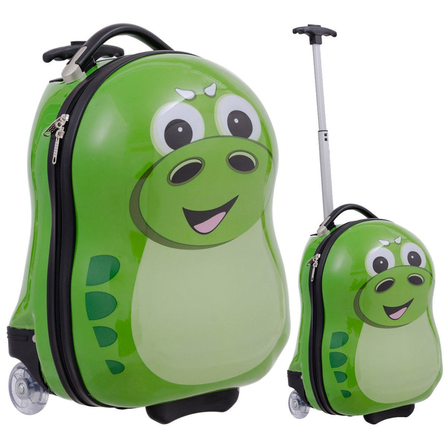 2 Pcs Dinosaur Shaped Kids School Luggage Suitcase & Backpack