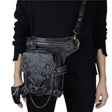 Fashion Gothic Steampunk Skull Retro Rock Bag Men Women Waist Bag Shoulder Bag Phone Case Holder