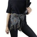 Fashion Gothic Steampunk Skull Retro Rock Bag Men Women Waist Bag Shoulder Bag Phone Case Holder