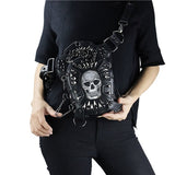 Fashion Gothic Steampunk Skull Retro Rock Bag Men Women Waist Bag Shoulder Bag Phone Case Holder