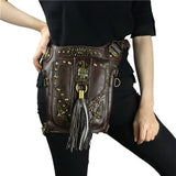 Fashion Gothic Steampunk Skull Retro Rock Bag Men Women Waist Bag Shoulder Bag Phone Case Holder