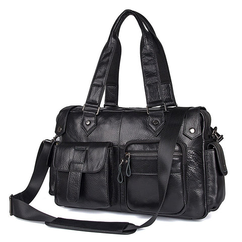 Nesitu New High Quality Black Real Skin Genuine Leather Men Travel Bags Handbag Male Messenger Bags