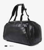 18" Man Black Cow  Leather Travel Duffle  Bag Male  Business Large Capability Laptop Tote Weekend