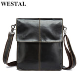 Westal Messenger Bag Men'S Shoulder Bags Genuine Leather Small Flap Male Man Crossbody Bag For