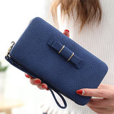 Purse Bow Women'S Wallet Female Famous Brand Card Holders Cellphone Pocket Pu Leather Women Money