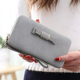 Purse Bow Women'S Wallet Female Famous Brand Card Holders Cellphone Pocket Pu Leather Women Money