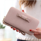 Purse Bow Women'S Wallet Female Famous Brand Card Holders Cellphone Pocket Pu Leather Women Money
