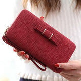 Purse Bow Women'S Wallet Female Famous Brand Card Holders Cellphone Pocket Pu Leather Women Money