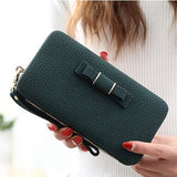 Purse Bow Women'S Wallet Female Famous Brand Card Holders Cellphone Pocket Pu Leather Women Money