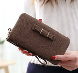 Purse Bow Women'S Wallet Female Famous Brand Card Holders Cellphone Pocket Pu Leather Women Money