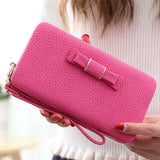 Purse Bow Women'S Wallet Female Famous Brand Card Holders Cellphone Pocket Pu Leather Women Money