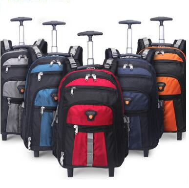 Men Nylon Travel Trolley Bag Wheeled Backpack Women  Business  Rolling Bag Travel Trolley Rolling