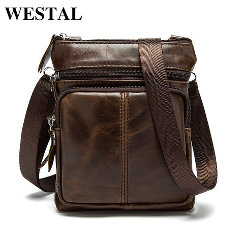 Westal Messenger Bag Men'S Shoulder Genuine Leather Bags Flap Small Male Man Crossbody Bag For