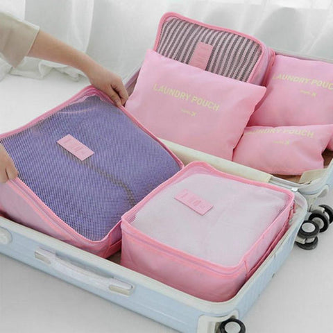 6Pcs/Set Waterproof Travel Bag Set Portable Clothes Storage Bag Mesh Folding Luggage Organizer