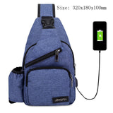 Male Leisure Sling Chest Pack Crossbody Bags For Men Messenger Canvas Usb Charging Leather Men'S