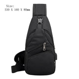 Male Leisure Sling Chest Pack Crossbody Bags For Men Messenger Canvas Usb Charging Leather Men'S