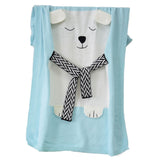 Children'S Knitted Blanket Baby Cute Bear Pattern Blanket Air Conditioning Blanket Beach Mat
