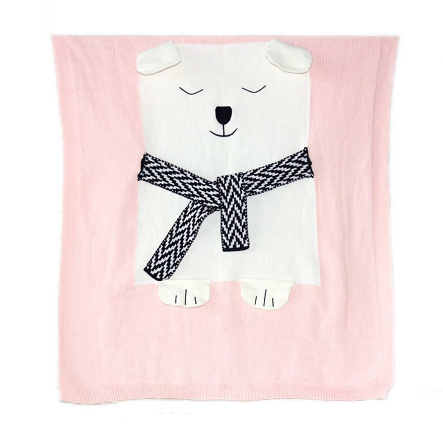 Children'S Knitted Blanket Baby Cute Bear Pattern Blanket Air Conditioning Blanket Beach Mat